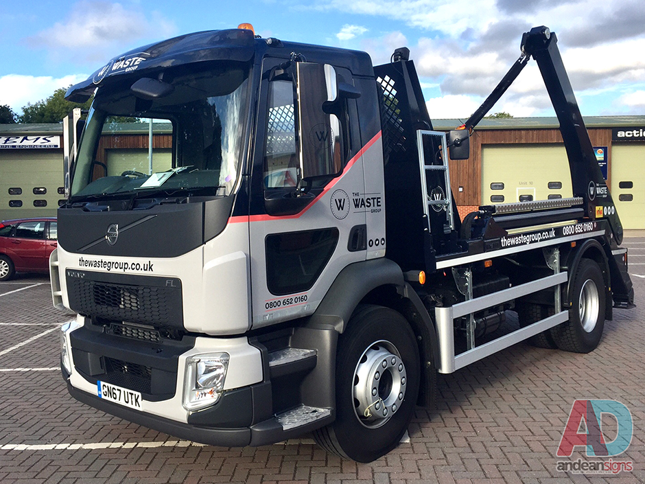 The Waste Group - Volvo FL Skip Truck -  Full cab wrap and cut vinyl graphics